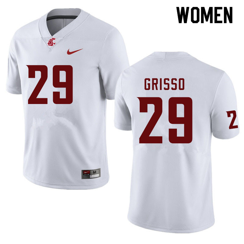 Women #29 Gatlin Grisso Washington State Cougars College Football Jerseys Sale-White